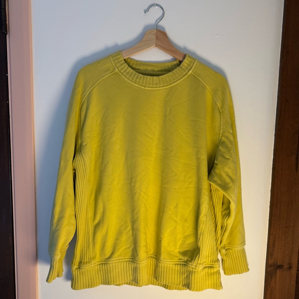 Oversized Aerie chartreuse yellow Pullover Cozy Crewneck Sweatshirt